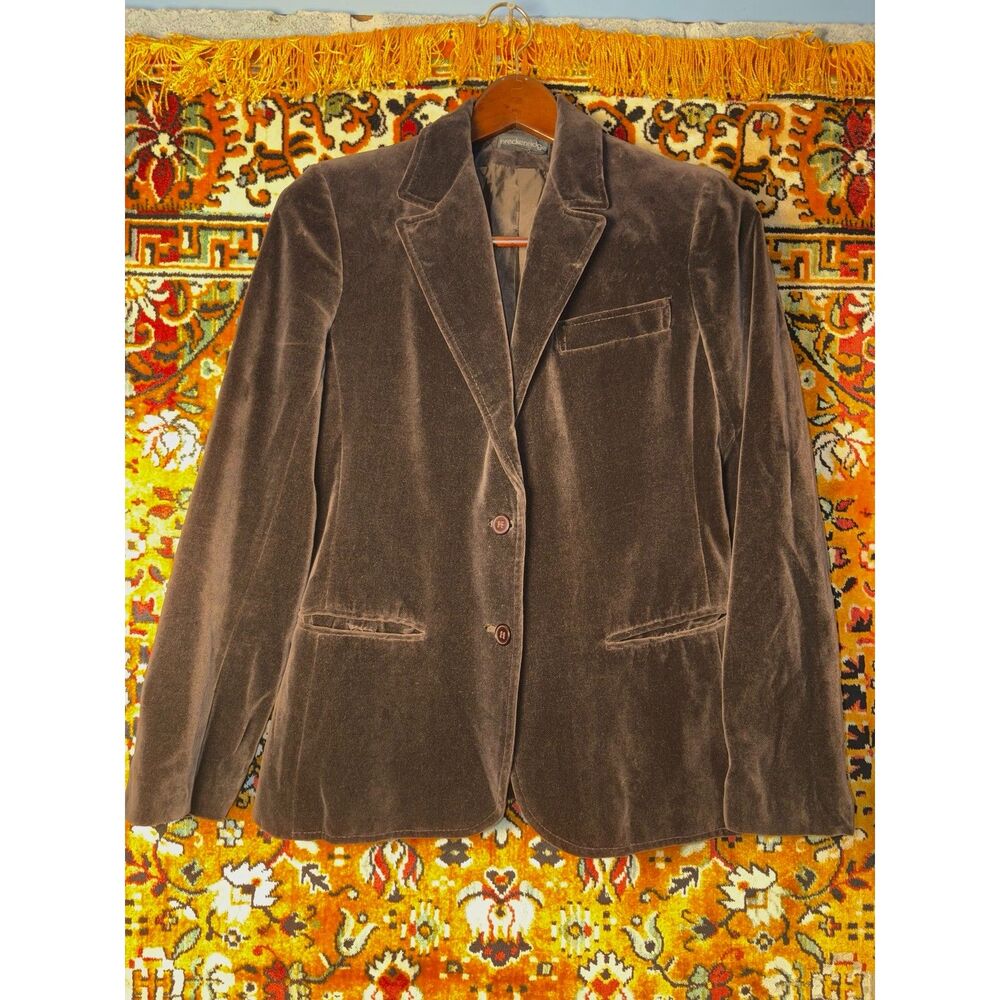 90s Vintage Deep Brown Cotton Velvet Blazer Size 8 Breckenridge